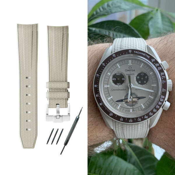 MoonSwatch strap band beige high quality silicone | Omega x Swatch & Speedmaster MoonWatch