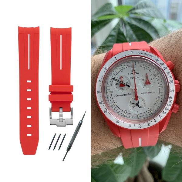 MoonSwatch strap band red / white high quality silicone | Omega x Swatch & Speedmaster MoonWatch