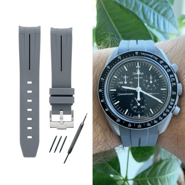 MoonSwatch strap band grey / black high quality silicone | Omega x Swatch & Speedmaster MoonWatch