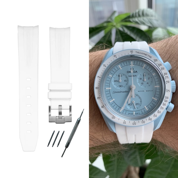 MoonSwatch strap bracelet de montre blanc silicone haute qualité | Omega x Swatch & Moonwatch Speedmaster