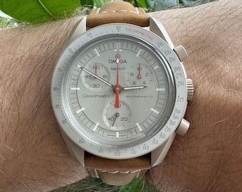 20 mm luksusowy skórzany pasek do MoonSwatch – kompatybilny z Omega x Swatch – zamienny pasek do zegarka męskiego i damskiego