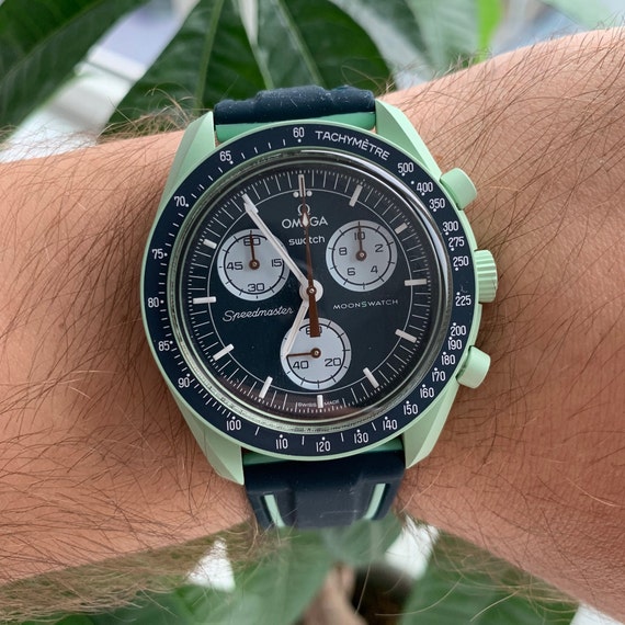 Correa de reloj de silicona Swatch Omega Moonswatch - Negro – Strapr