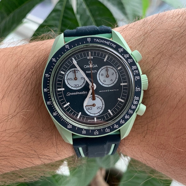 MoonSwatch strap bracelet de montre bleu silicone haute qualité | Omega x Swatch & Moonwatch Speedmaster