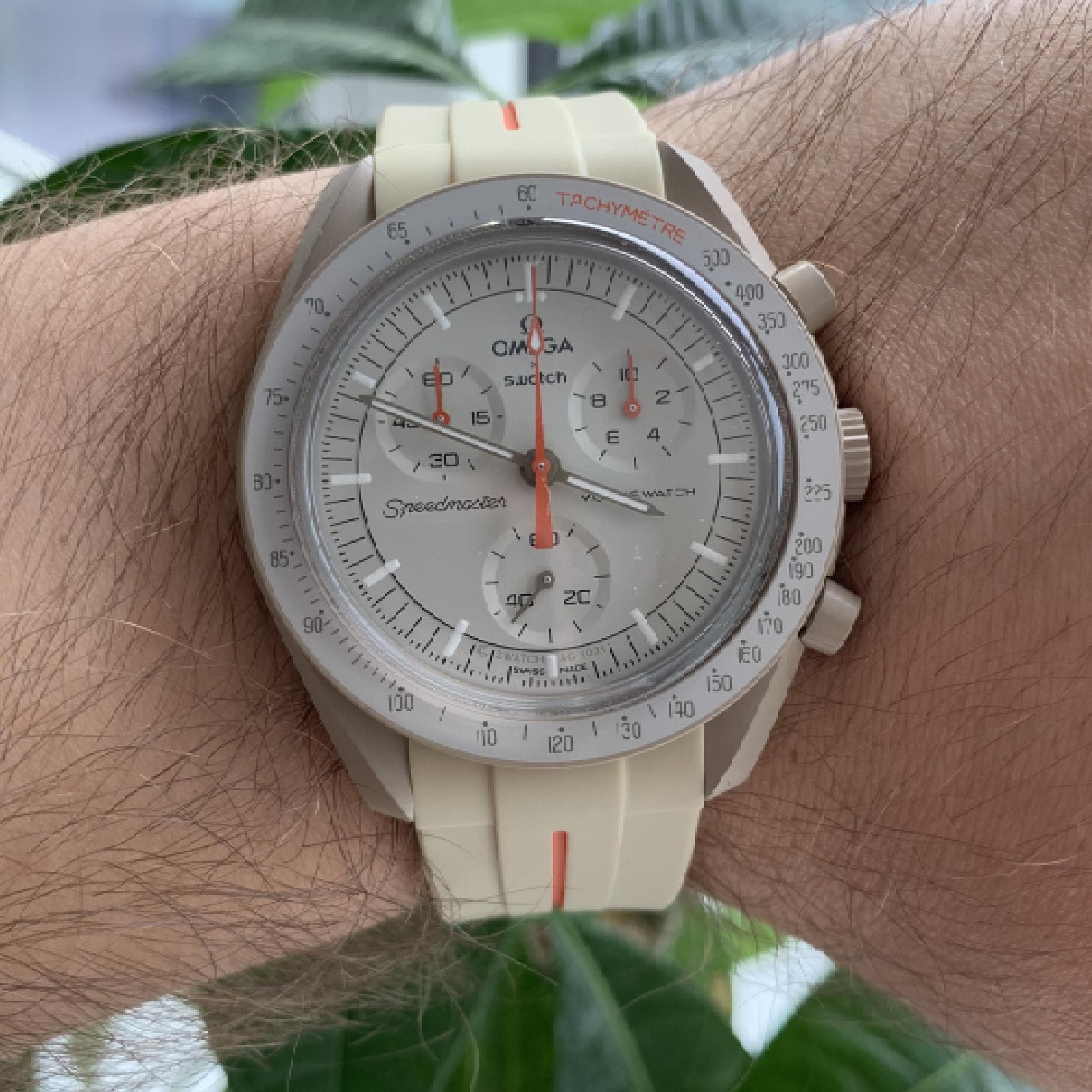 MoonSwatch strap Armband beige / orange hochwertiges Silikon | Omega x Swatch & Speedmaster MoonWatch