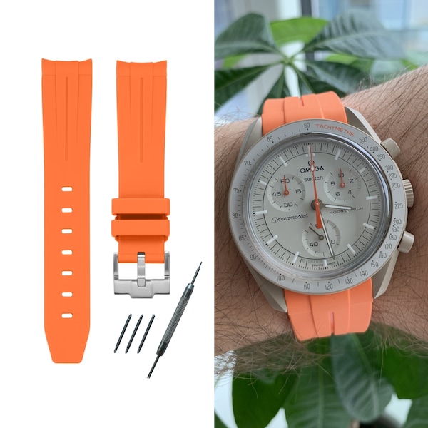 MoonSwatch strap bracelet de montre orange silicone haute qualité | Omega x Swatch & Moonwatch Speedmaster