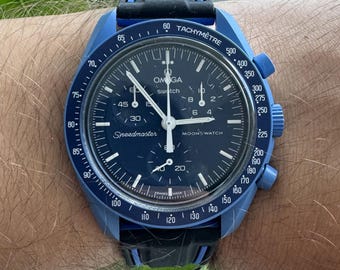 MoonSwatch strap cinturino nero e blu in silicone di alta qualità | Omega x Swatch & Speedmaster MoonWatch