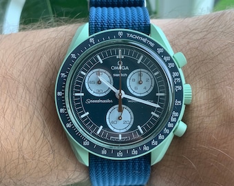 MoonSwatch strap correa de reloj de nylon azul de alta calidad | Omega x Swatch & Moonwatch Speedmaster