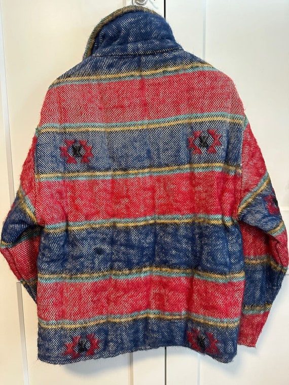 183. Vintage blanket coat; homemade?; red and blu… - image 3