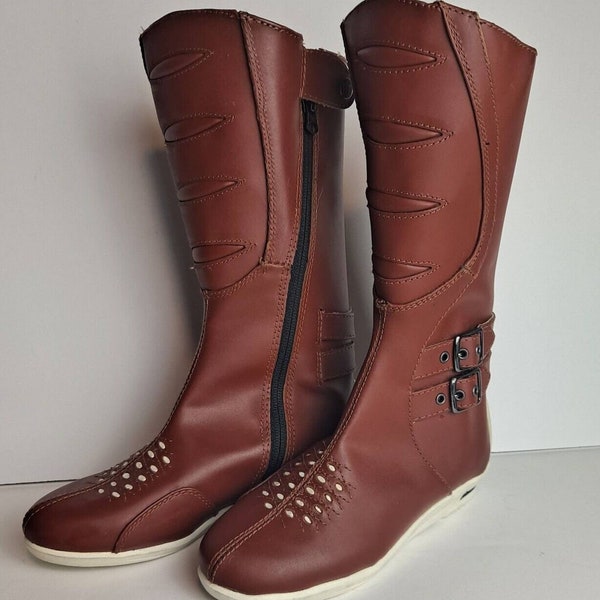 7. Icon Sacred Heart 12" Tall Motorcycle Riding Boots Brown Women's 5