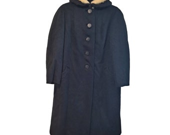 123. Vintage black 1950s/60s coat with Persian Lamb collar