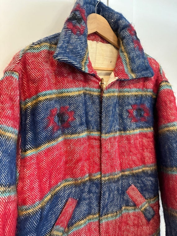 183. Vintage blanket coat; homemade?; red and blu… - image 7