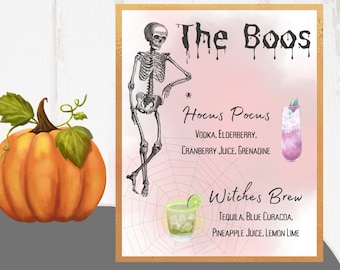Editable The Boos Signature Drinks Bar Party Menu Sign - Halloween Costume Party, Decoration | Editable | Printable | Instant Download