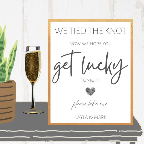 Lotto Ticket Jackpot Wedding Favor Table Sign - We Hope You Get Lucky Tonight | Editable | Personalized | Printable | Instant Download