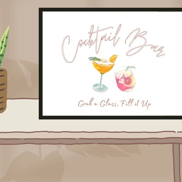 Editable Cocktail Bar Sign - Wedding, Engagement, Shower, Birthday, Party, BBQ | Editable | Printable | Instant Download