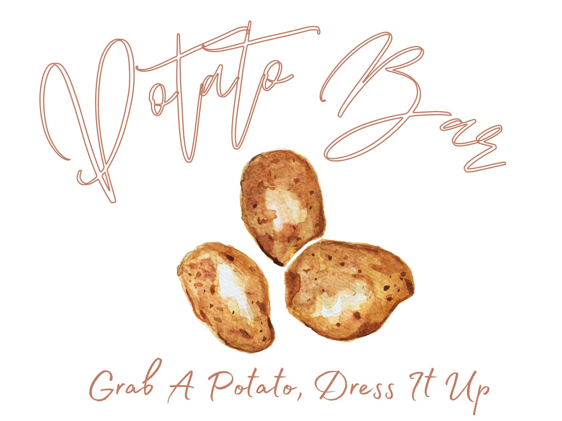 Editable Baked Potato Bar Sign Wedding, Engagement, Shower, Birthday Editable Baked Potato Bar Sign Wedding, Engagement, Shower, Birthday