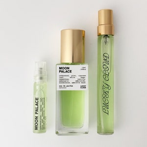 Moon Palace natural botanical perfume: ethereal forest, cedar pillars, leather flower, moonlight