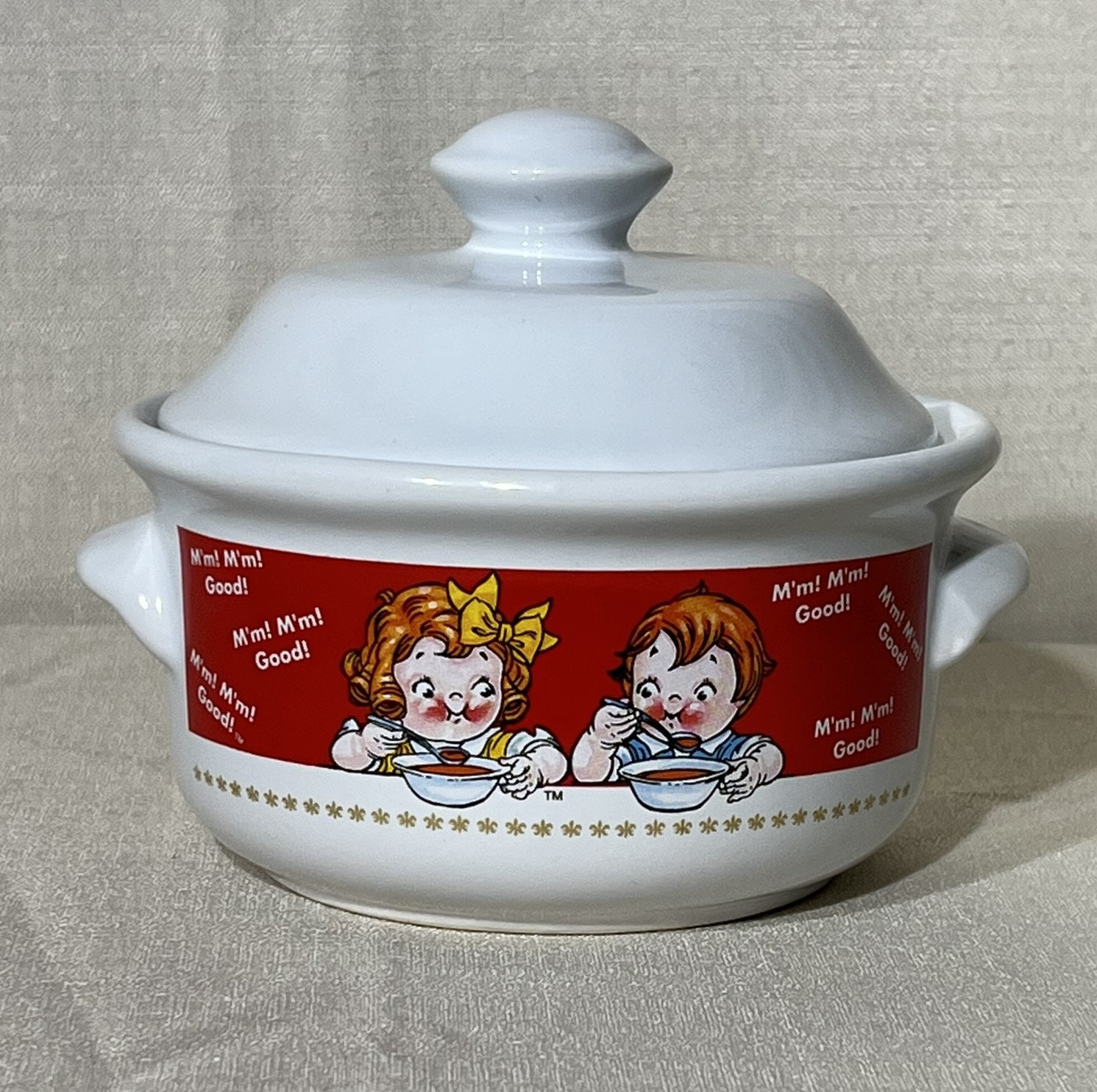 Vintage Campbell Kids Soup Crock Tureen Container Bowl Kitchen Tomato