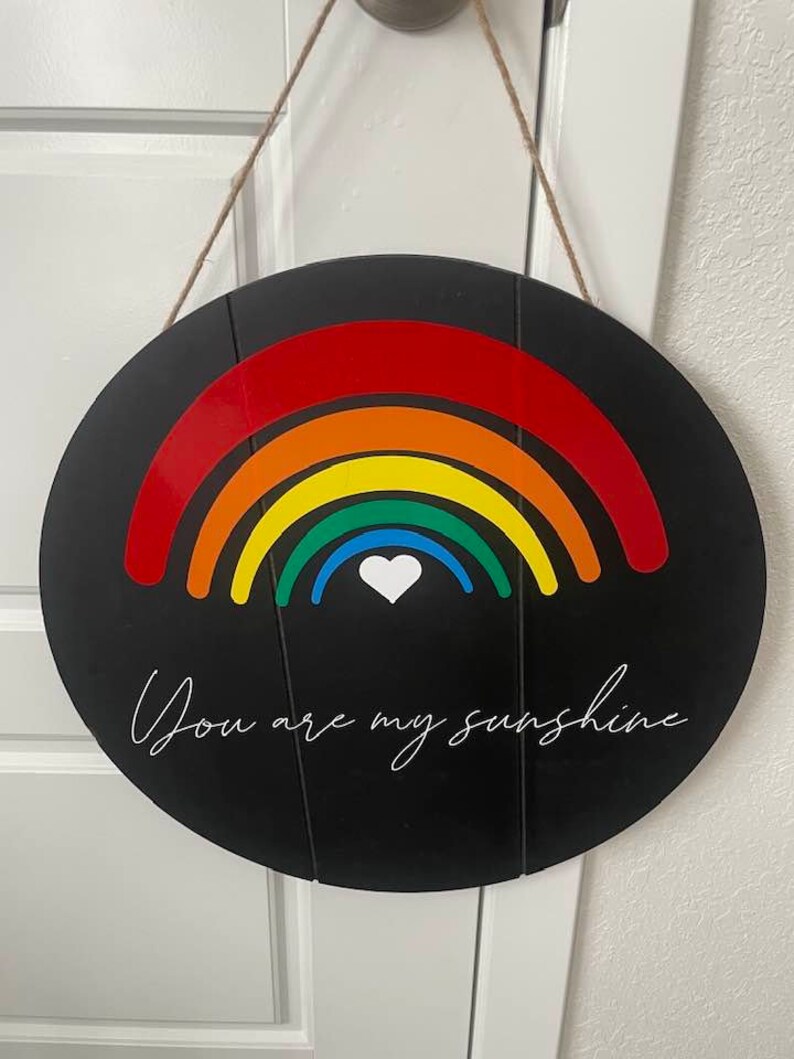 You Are My Sunshine Rainbow Hanging Sign Etsy