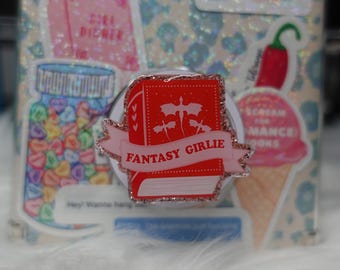 Fantasy Girlie Kindle Grip: Magnetic Book-Themed Phone Grip