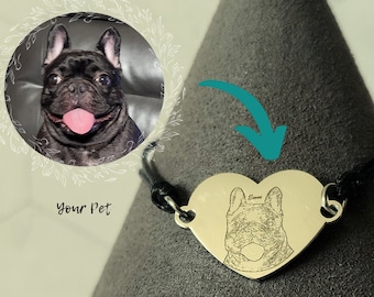 Custom Pet Portrait Bracelet: Engraved Stainless Steel Dog Mom Gift
