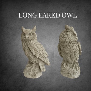 Long eared owl garden concrete statue