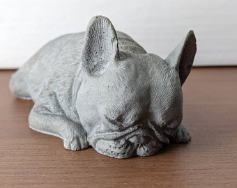 Sleeping French bulldog figurine, Frenchie memorial decoration