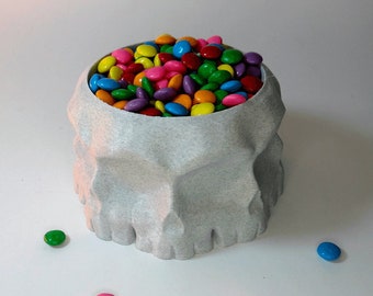 Ciotola a forma di teschio stampata in 3D: contenitore per caramelle di Halloween o vaso per piante grasse