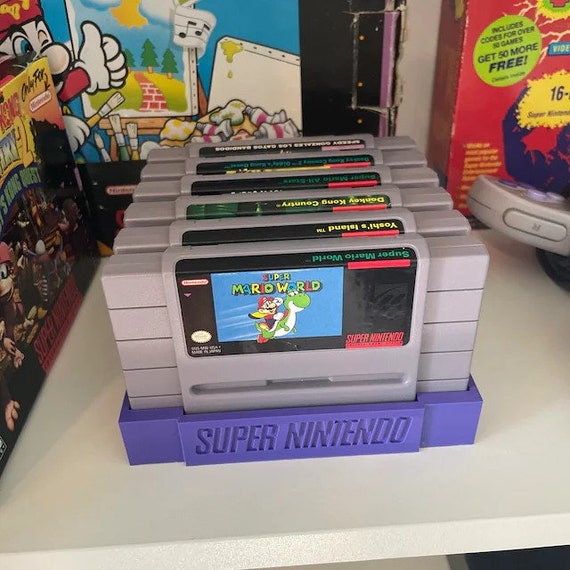 Super Nintendo Game Cartridge Holder - Tray Holds Up To 10 Games - SNES Display