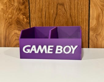 Game Boy Color Cartridge Holder: Retro Gamer Storage Tray with Logo (Multicolor Version)