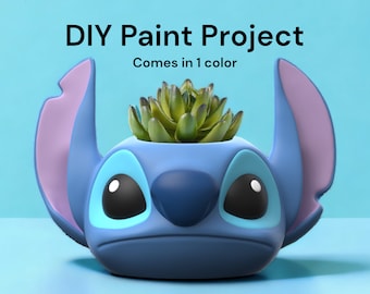 Stitch Planter Stitch Paint Project Gift For Him Succulent Planter Home Decor Cute Planter Gift For Gamer Gift For Her Stitch Gift
