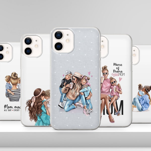 Coque de portable personnalisée super maman, jolie fille, garçon, maman, cadeau fête des mères pour iPhone 15 14 13 12, Pixel 8 Pro 7A, Samsung S23 S22 A74 A54 A14