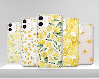 Cute Summer Lemon Phone Case Trendy Yellow Floral Cover for iPhone 17 Pro Max 16e 15 14 12 & Samsung S25 Ultra S24 FE A56 Pixel 10 XL 9a 8