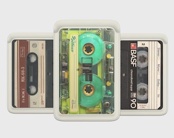 Vintage Mixtape Magsafe Wallet, Magnetic Leather Retro 80s Cassettes Card Holder For iPhone 16 15, iPhone 14, iPhone 13 SE Pro Max Plus