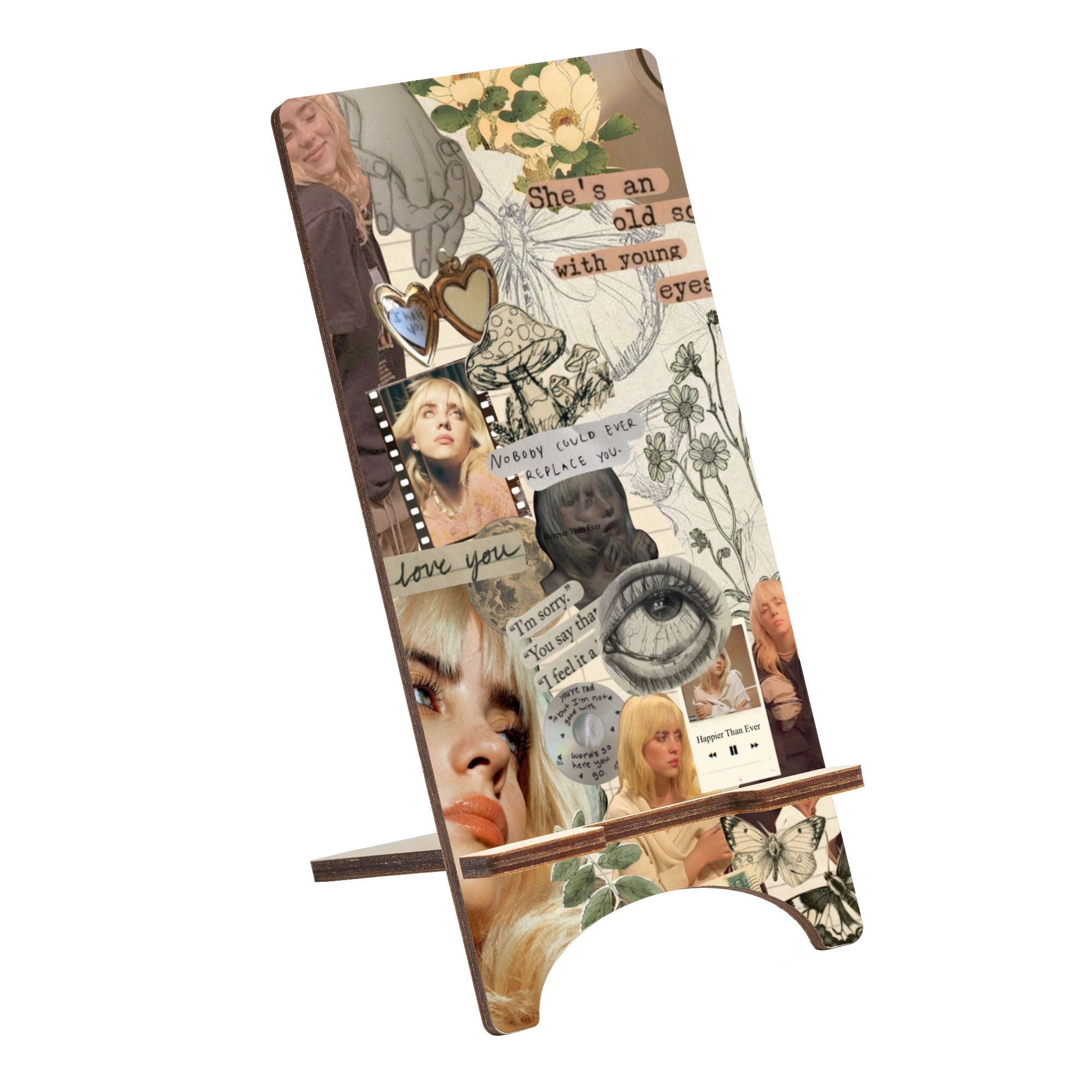 Billie Collage Wood Phone Stand Lyrics Holder for iPhone 14 Etsy