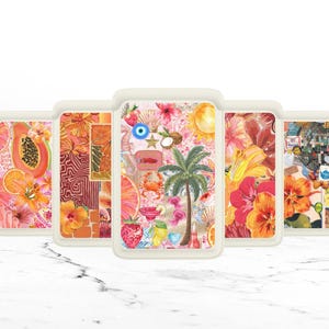 Preppy Pink Sommer Hibiskus Magsafe Brieftasche, Magnetleder Cute Girly Trendy Fruity Floral Kartenhalter für iPhone 15 14 13 SE Pro Max Plus