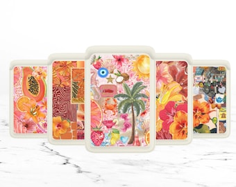 Pink Hibiscus MagSafe Wallet: Tropical Floral Leather Card Holder