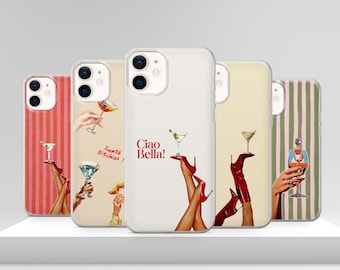 Vintage Martini Cocktails Phone Case Summer Aperol Cover for iPhone 17 Pro Max 17e 15 14 12 & Samsung S25 Ultra S24 FE A56 Pixel 10 XL 9a 8
