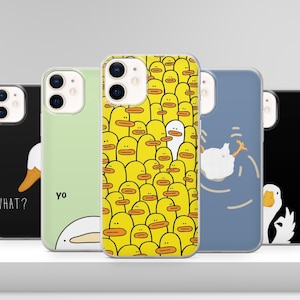 Coque de téléphone drôle en forme de canard, jolie coque d'oie pour iPhone 16 15 14 13 12 Pro Xs SE Samsung S24FE S24 S23 S22 FE A25 A15 Pixel 8A 7 Pro 9