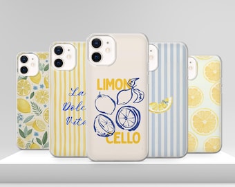 Italian Summer Phone Case Yellow Lemon Stripes Cover for iPhone 17 Pro Max 17e 15 14 12 & Samsung S25 Ultra S24 FE A56 Pixel 10 XL 9a 8