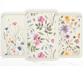 Cute Clear Wildflower Magsafe Wallet, Magnetic Leather Spring Floral Card Holder For iPhone 15, iPhone 14, iPhone 13 SE Pro Max Plus