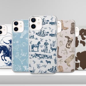 Vintage Western Cow Phone Case Girly Cowboy Rodeo Cover for iPhone 17 Pro Max 17e 15 14 12 & Samsung S25 Ultra S24 FE A56 Pixel 10 XL 9a 8