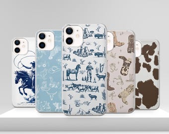 Vintage Western Cow Phone Case Girly Cowboy Rodeo Cover for iPhone 17 Pro Max 17e 15 14 12 & Samsung S25 Ultra S24 FE A56 Pixel 10 XL 9a 8