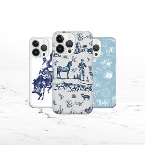 Coque Western Rodeo pour téléphone Cowboy, bleue, pour iPhone 16 15 14 13 12, Samsung S24FE S23 S22 A74 A54 A16, Pixel 8 Pro 7A 9