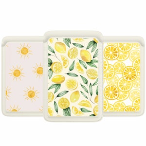 Summer Lemon Magsafe Geldbörse, Magnetischer Leder Gelb Beachy Kartenhalter für iPhone 16 15, iPhone 14, iPhone 13 SE Pro Max Plus