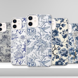 Vintage Toile de Jouy Coque pour iPhone 16 15 14 13 12 Pro Xs Samsung S24 S23 S22 FE A25 A15 Pixel 9 8A 7