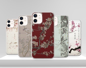 Red Japanese Sakura Phone Case Cherry Blossom Cover for iPhone 17 Pro Max 17e 15 14 12 & Samsung S25 Ultra S24 FE A56 Pixel 10 XL 9a 8