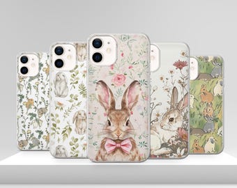 Vintage Bunny Phone Case Cute Easter Rabbit Spring Cover for iPhone 17 Pro Max 17e 15 14 12 & Samsung S25 Ultra S24 FE A56 Pixel 10 XL 9a 8