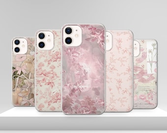 Funda de teléfono rosa shabby chic con estética femenina para iPhone 17 Pro Max 17e 15 14 12 y Samsung S25 Ultra S24 FE A56 Pixel 10 XL 9a 8