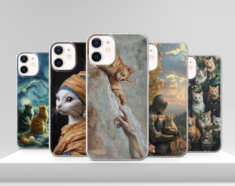 Vintage Van Gogh Orange Cat Phone Case Funny Pet Cover for iPhone 17 Pro Max 17e 15 14 12 & Samsung S25 Ultra S24 FE A56 Pixel 10 XL 9a 8