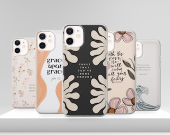 Aesthetic Christianity Phone Case Bible Verses Cover for iPhone 17 Pro Max 17e 15 14 12 & Samsung S25 Ultra S24 FE A56 Pixel 10 XL 9a 8